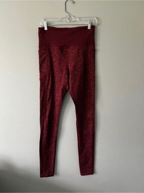 Athleta Exhale Heel Tight High-Waist Marled Leggings - Deep Burgundy